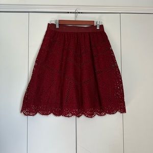 Ann Taylor maroon lace skirt